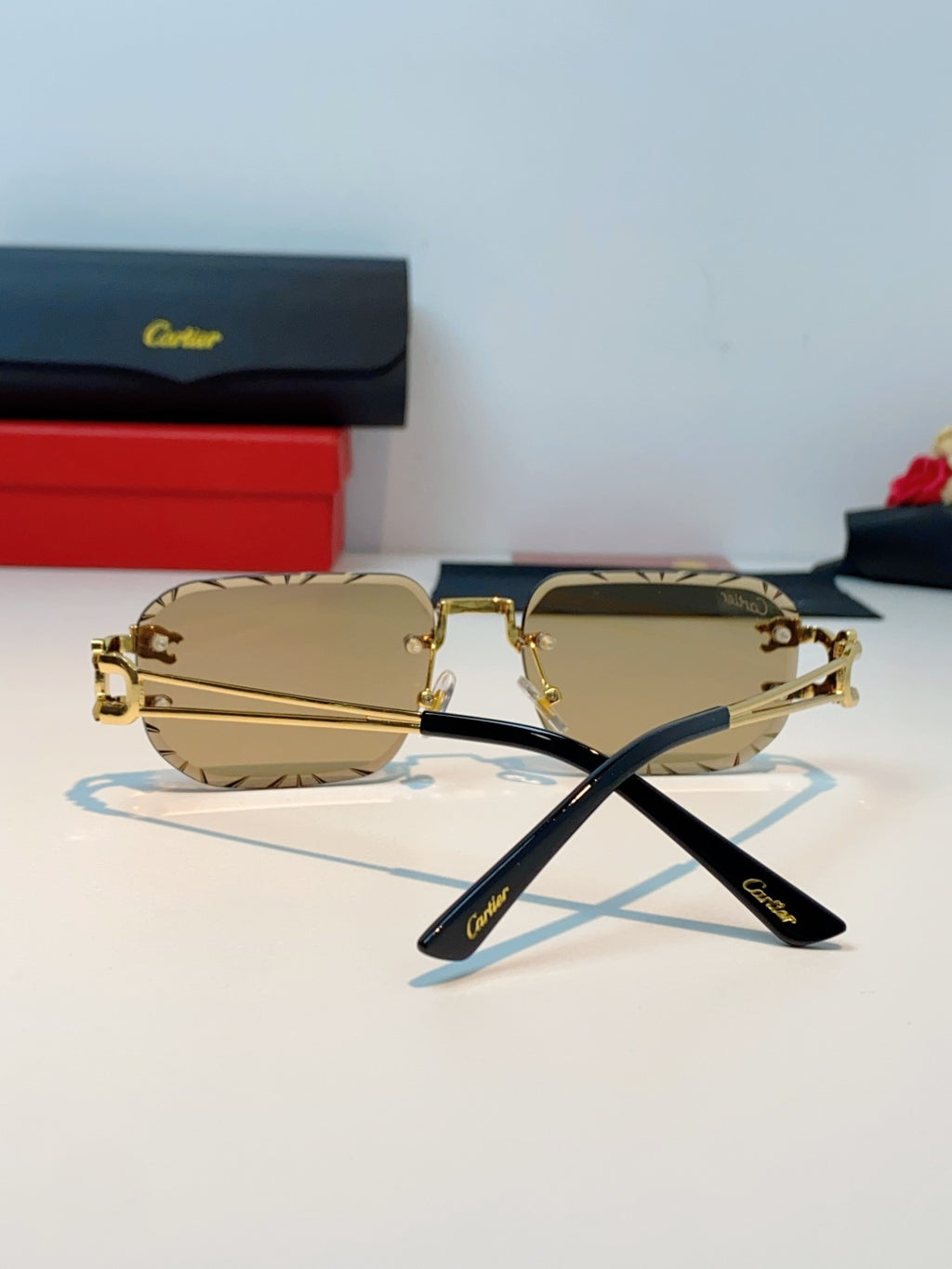 Cartier Square Orange Lens Sunglasses for Men & Women - detail image 3
