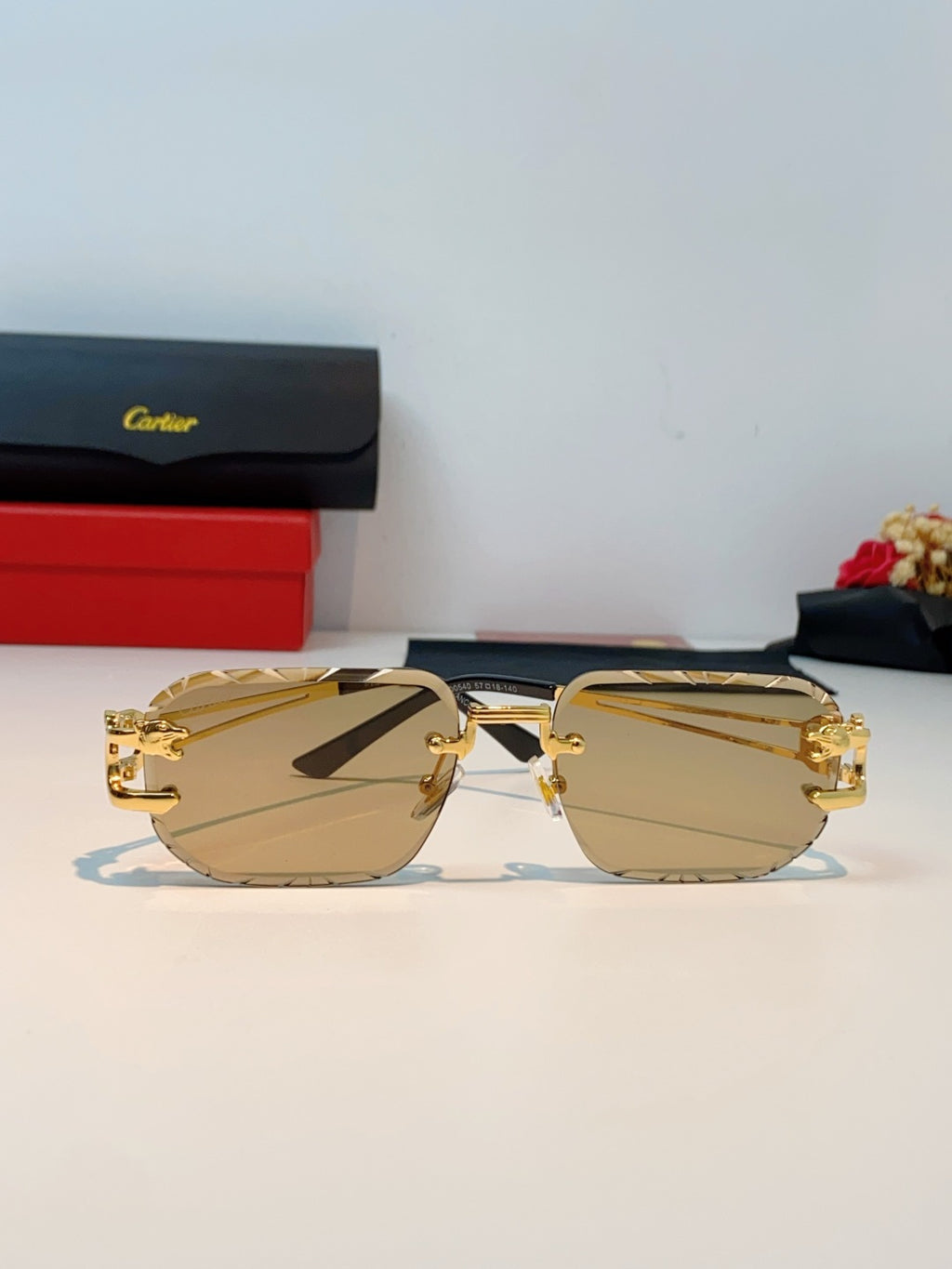 Cartier Square Orange Lens Sunglasses for Men & Women - detail image 2