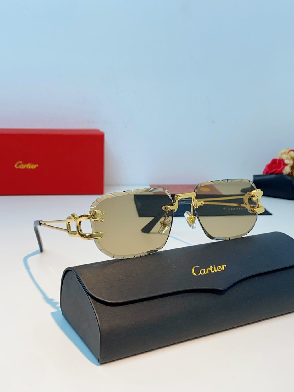 Cartier Square Orange Lens Sunglasses for Men & Women - detail image 10