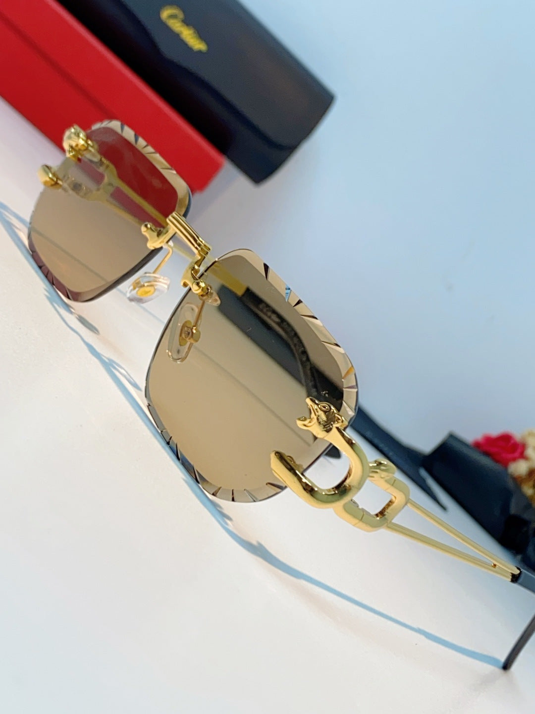 Cartier Square Orange Lens Sunglasses for Men & Women - detail image 7