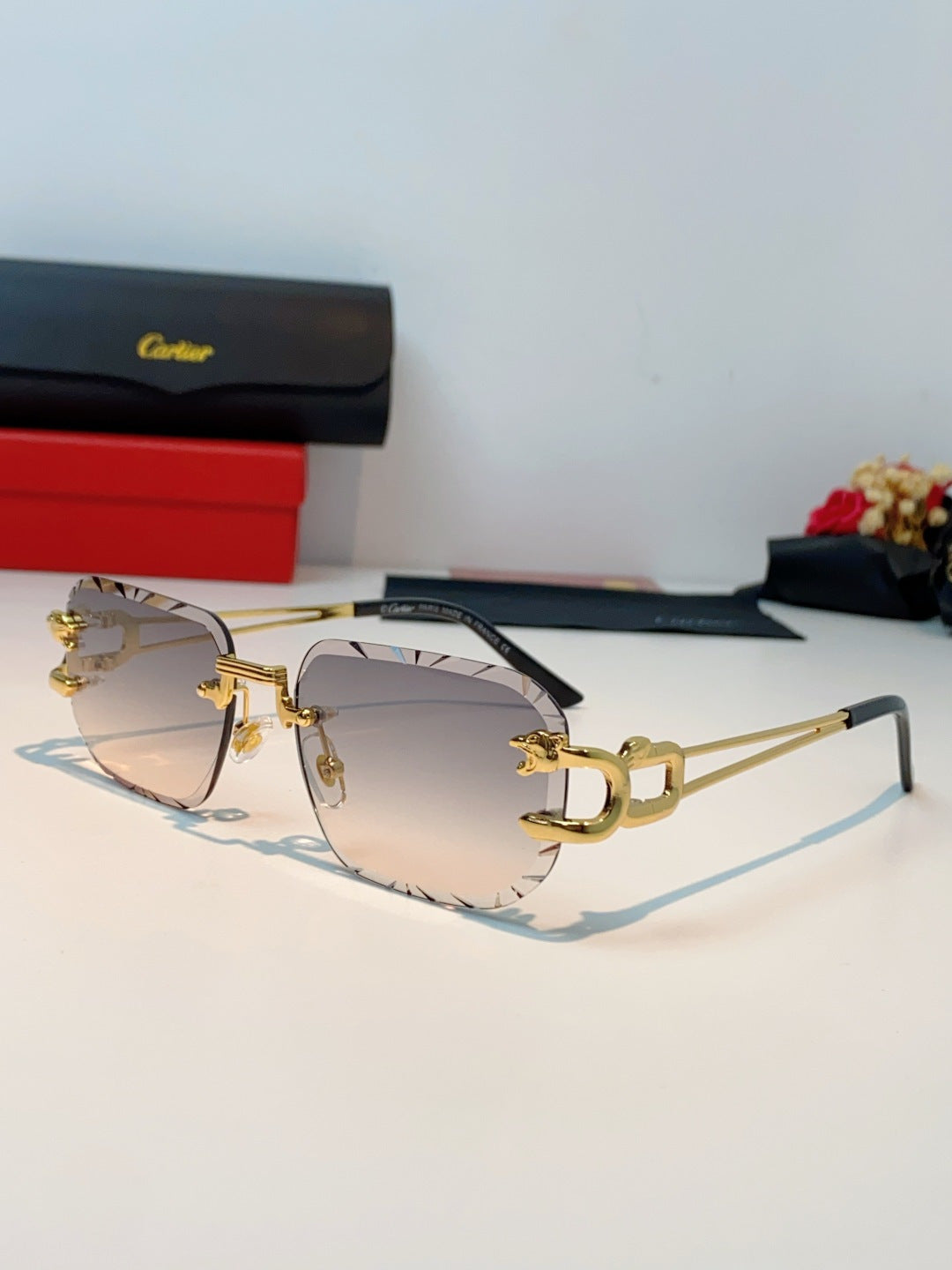 Cartier Square Brown Lens Sunglasses for Men & Women - 465756