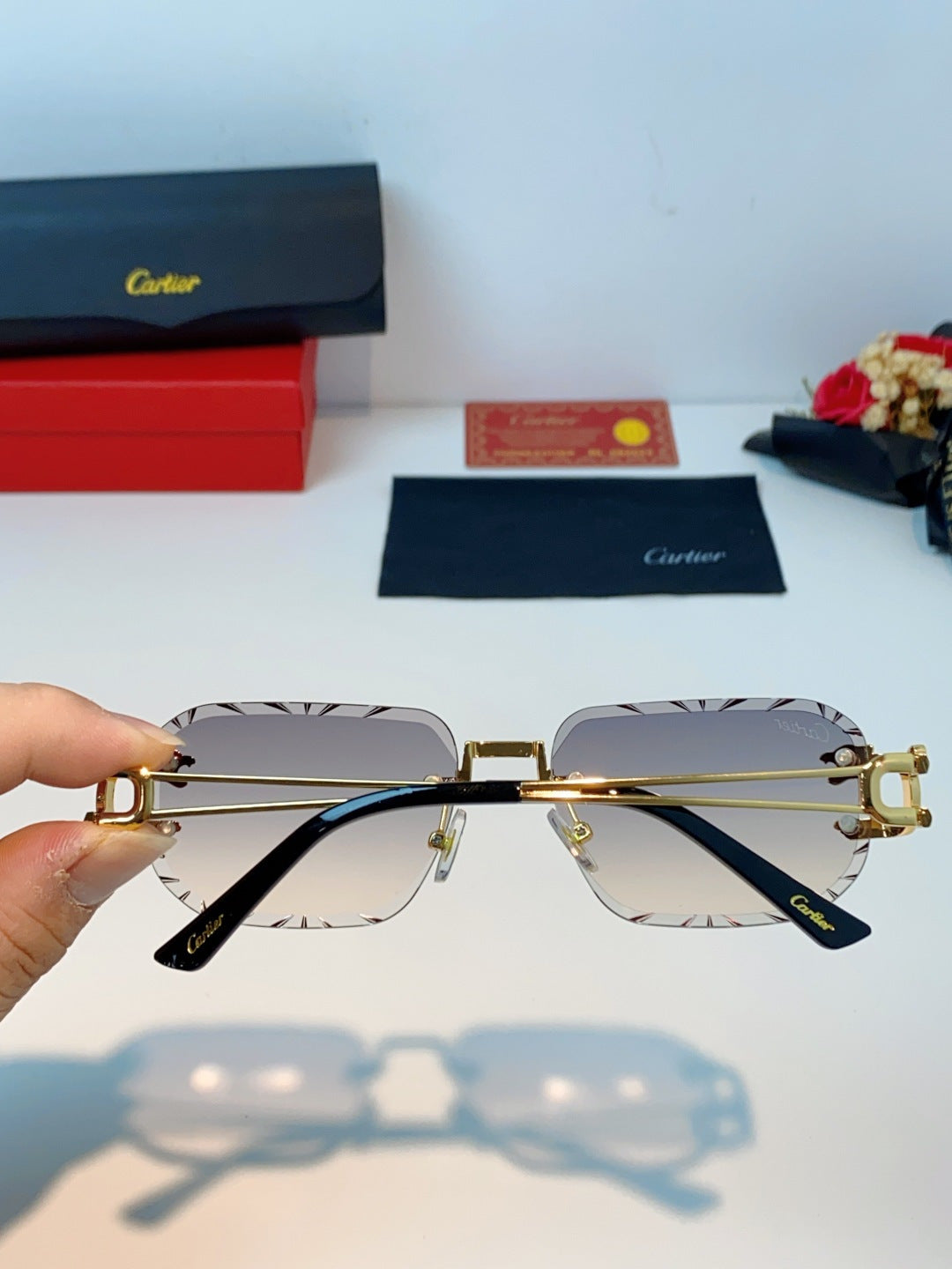 Cartier Square Brown Lens Sunglasses for Men & Women - 465756 - detail image 5