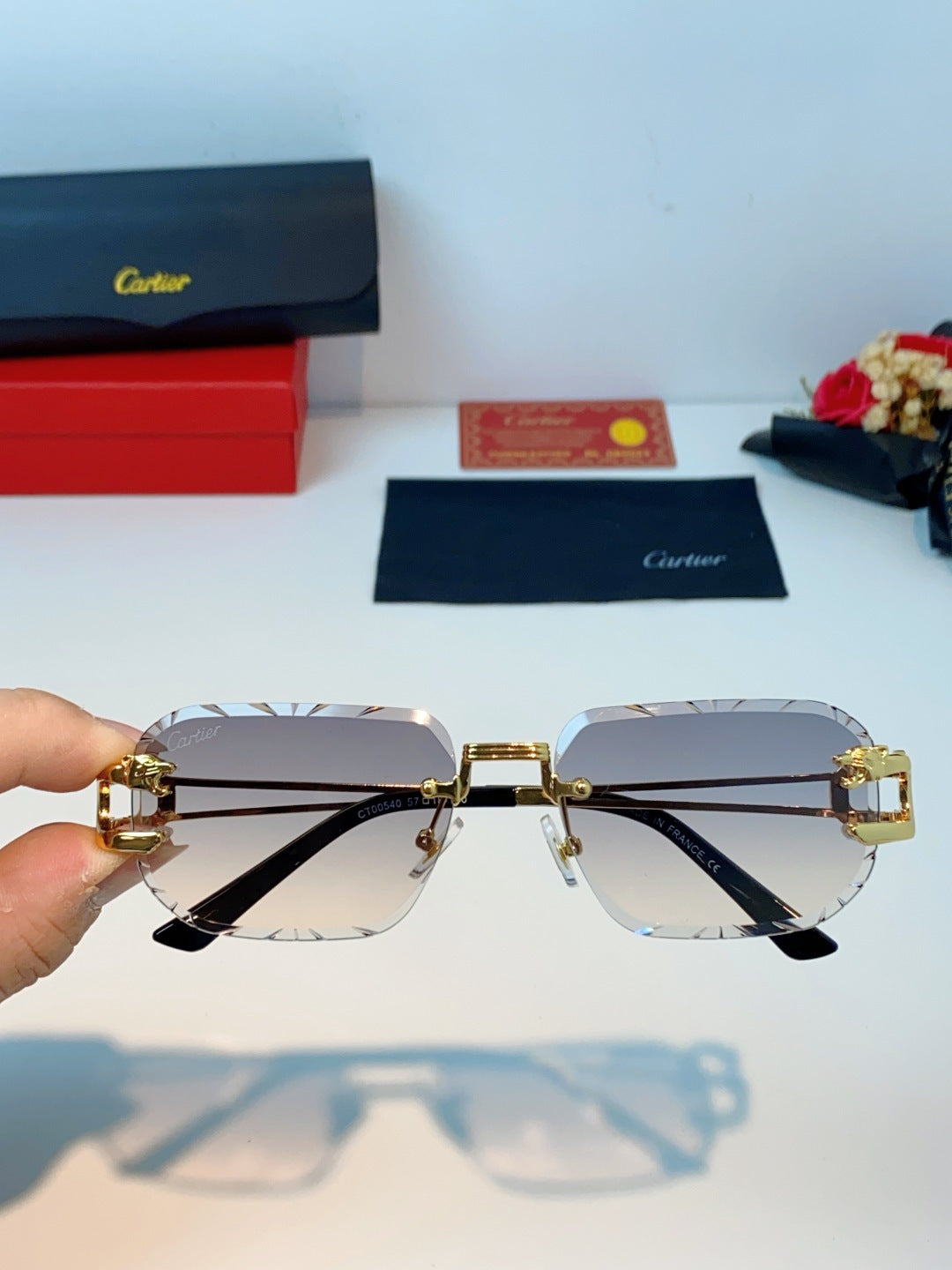 Cartier Square Brown Lens Sunglasses for Men & Women - 465756 - detail image 4