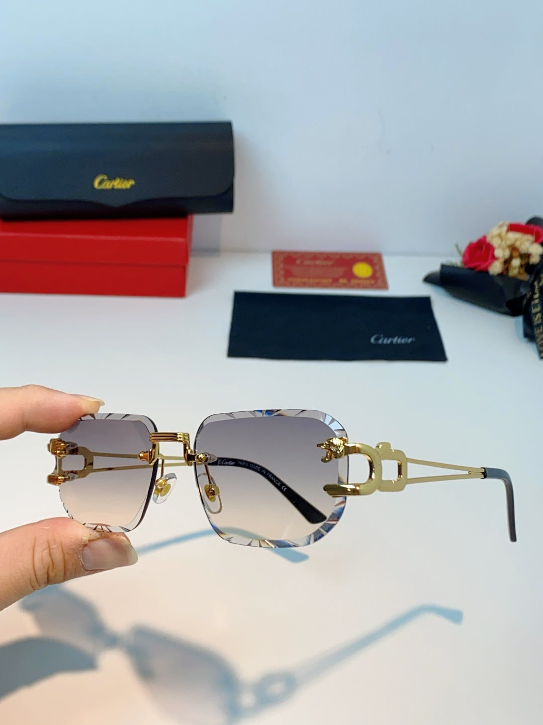 Cartier Square Brown Lens Sunglasses for Men & Women - 465756 - detail image 6