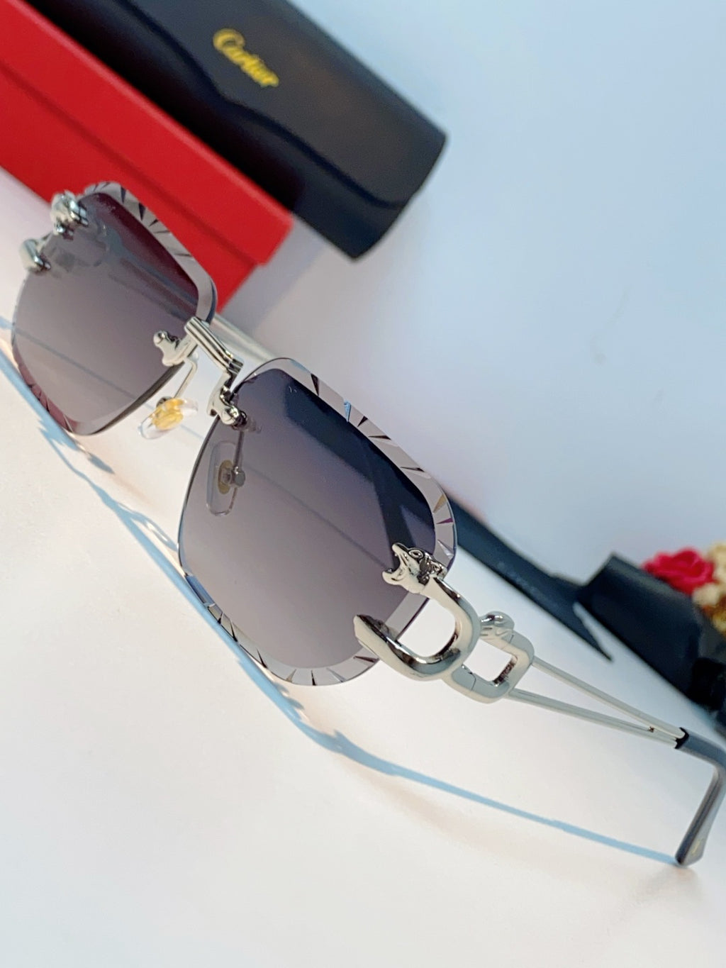 Cartier Square Gray Lens Sunglasses for Men & Women - detail image 7