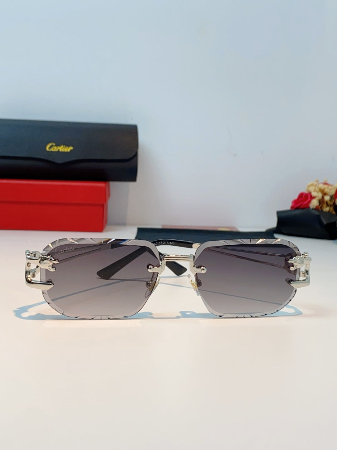 Cartier Square Gray Lens Sunglasses for Men & Women - detail image 2