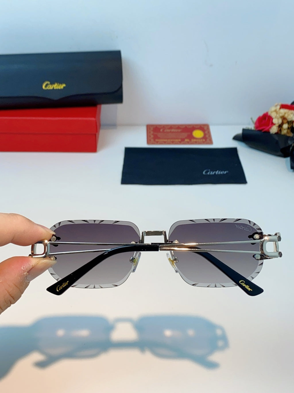 Cartier Square Gray Lens Sunglasses for Men & Women - detail image 5