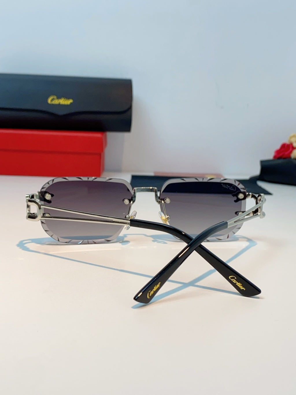 Cartier Square Gray Lens Sunglasses for Men & Women - detail image 3