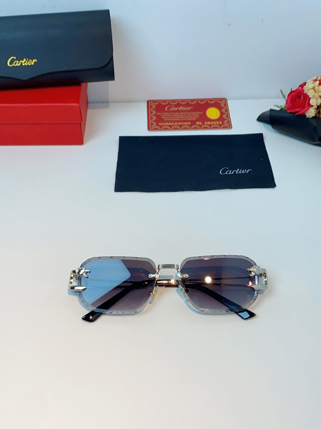 Cartier Square Gray Lens Sunglasses for Men & Women - detail image 9