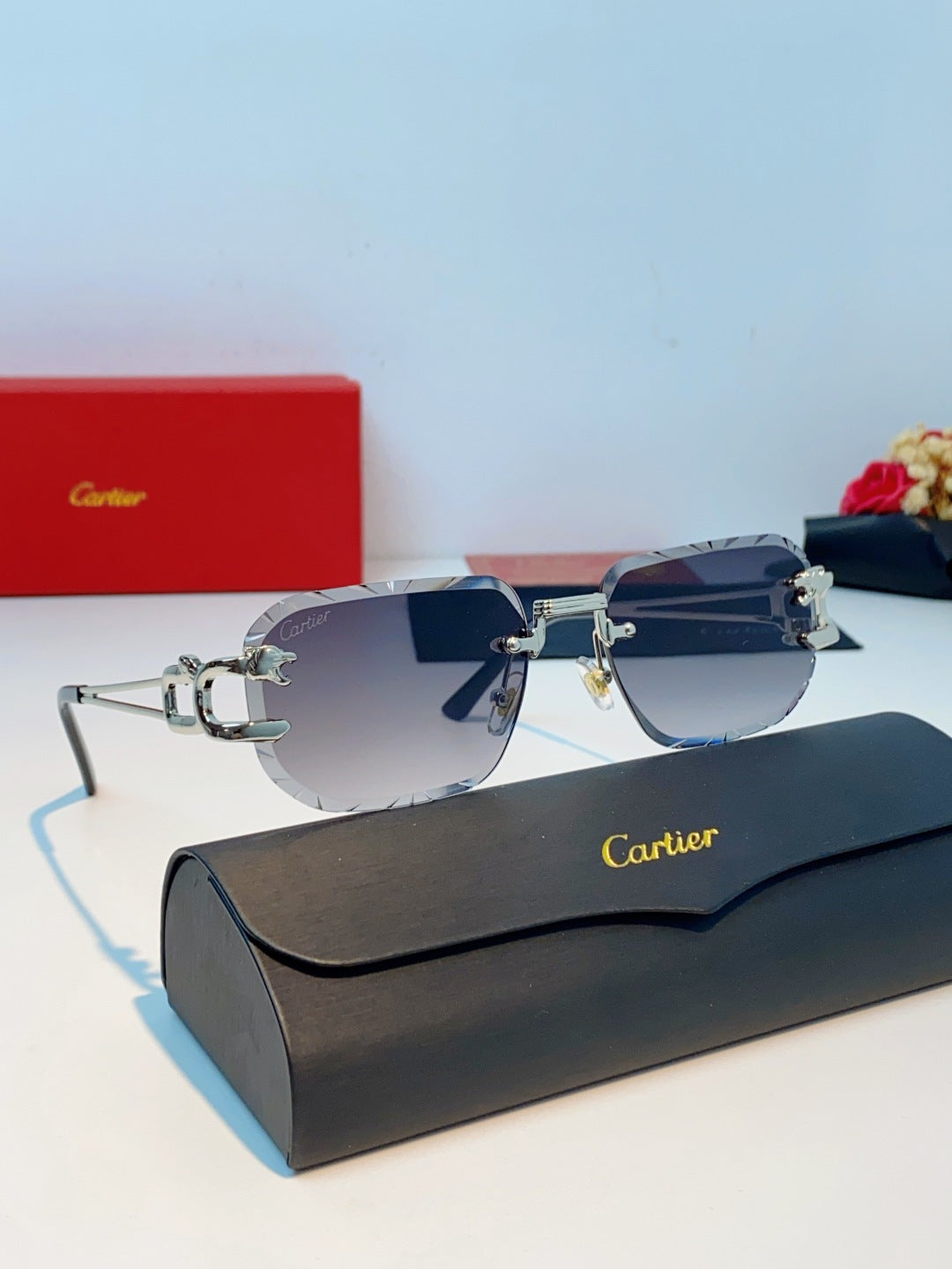 Cartier Square Gray Lens Sunglasses for Men & Women - detail image 10