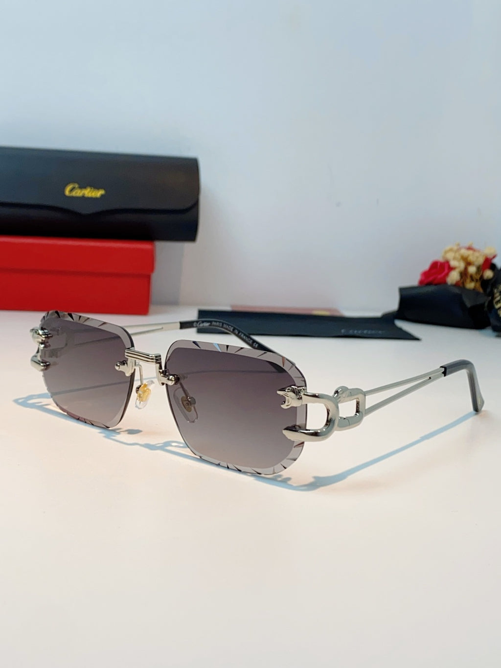 Cartier Square Gray Lens Sunglasses for Men & Women