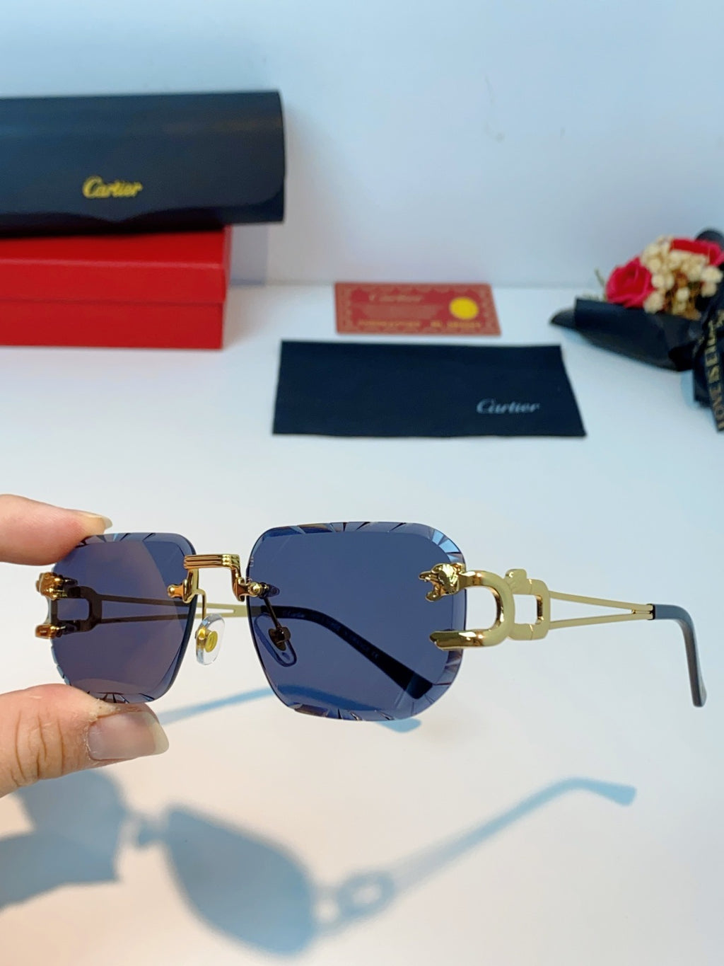 Cartier Square Blue Lens Sunglasses for Men & Women - 465758 - detail image 5