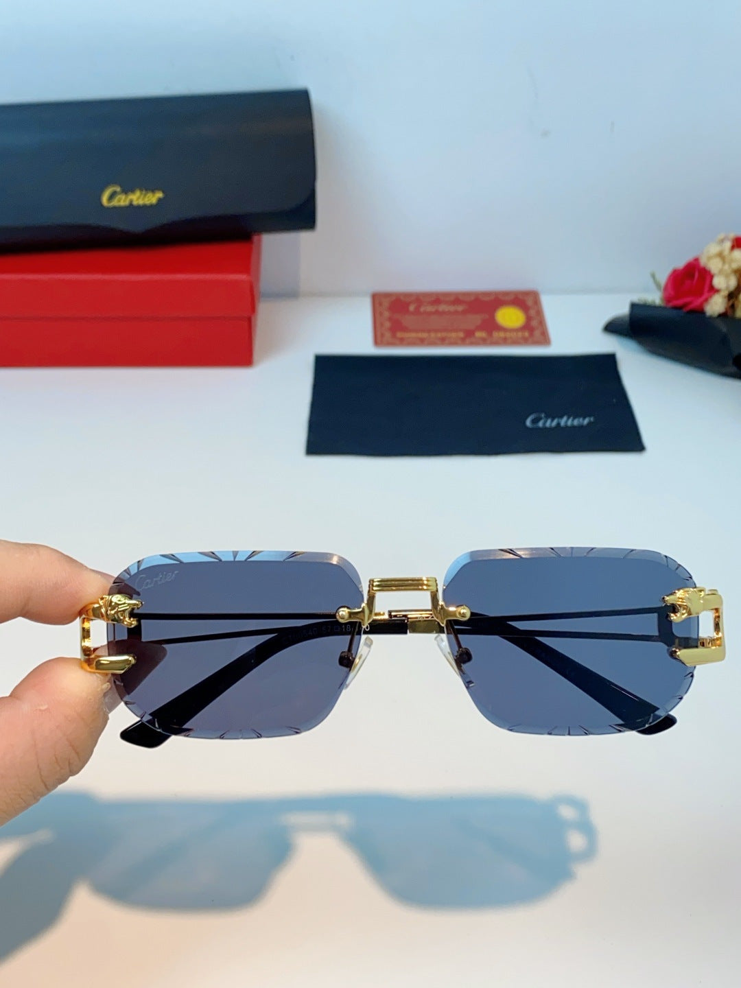 Cartier Square Blue Lens Sunglasses for Men & Women - 465758 - detail image 3