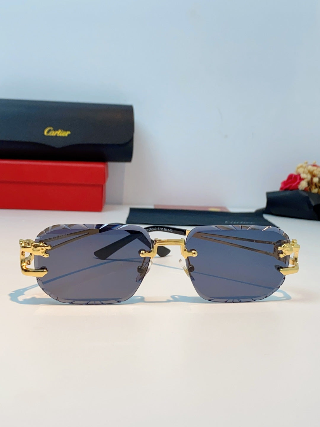 Cartier Square Blue Lens Sunglasses for Men & Women - 465758