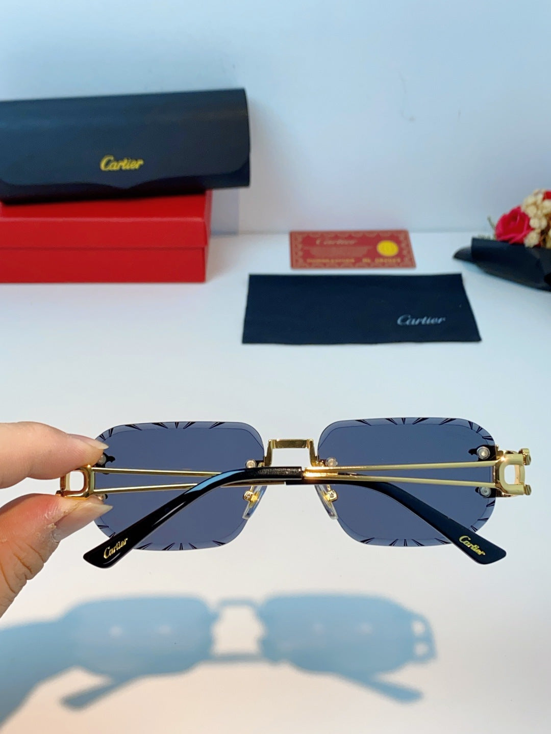 Cartier Square Blue Lens Sunglasses for Men & Women - 465758 - detail image 4