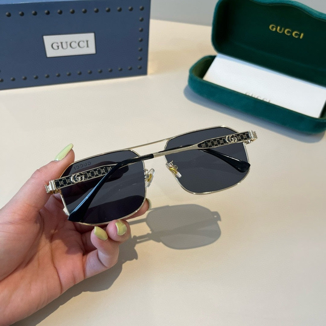 Gucci Metal Aviator Black Lens Sunglasses for Men & Women - 486342 - detail image 6
