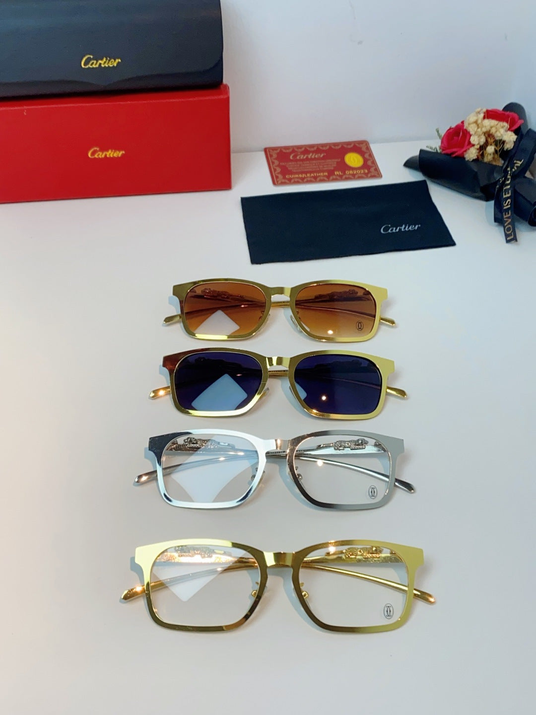 Cartier Blue-Light Square Silver Lens Sunglasses for Men & Women - detail image 13