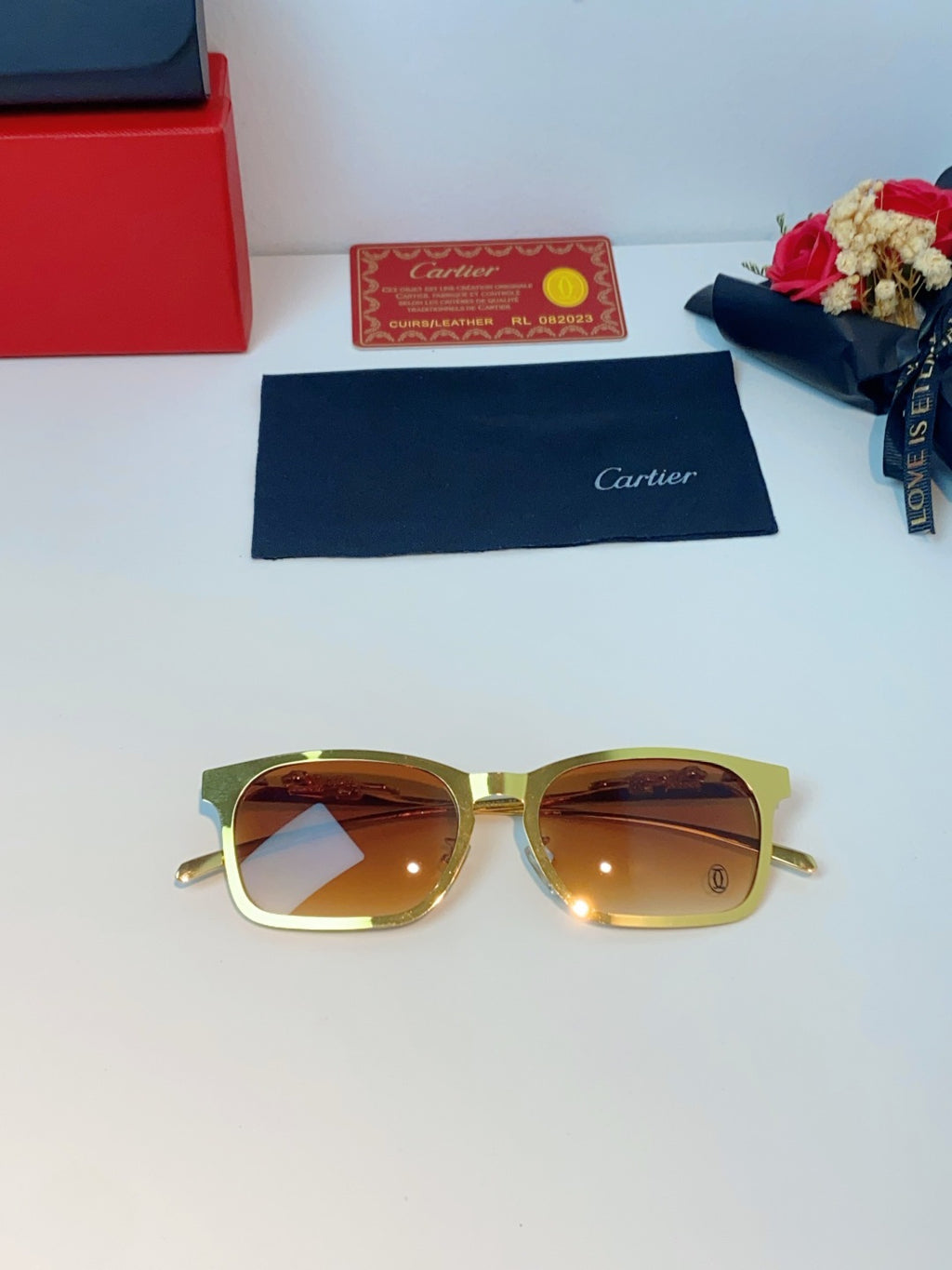Cartier Blue-Light Square Orange Lens Sunglasses for Men & Women - 493660 - detail image 10