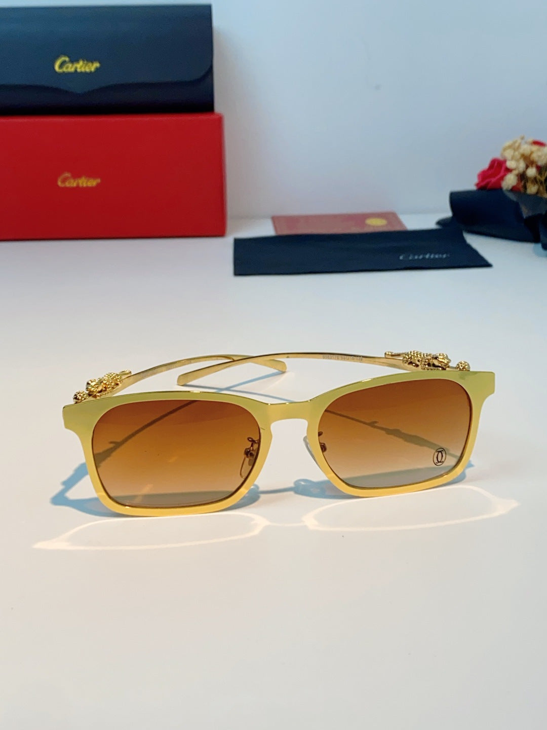 Cartier Blue-Light Square Orange Lens Sunglasses for Men & Women - 493660 - detail image 2
