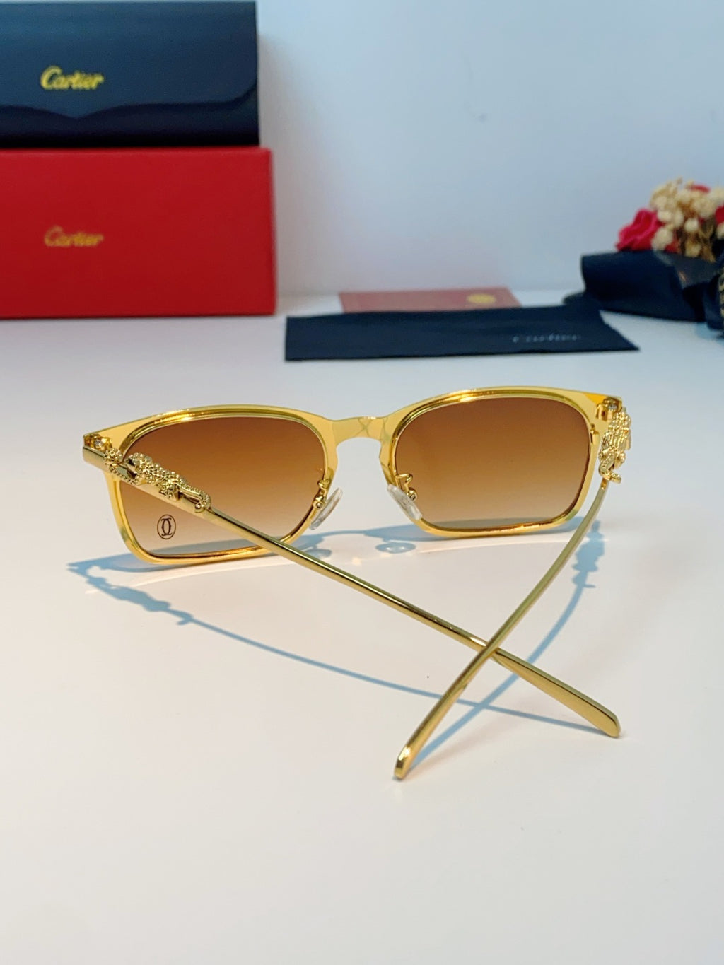 Cartier Blue-Light Square Orange Lens Sunglasses for Men & Women - 493660 - detail image 3