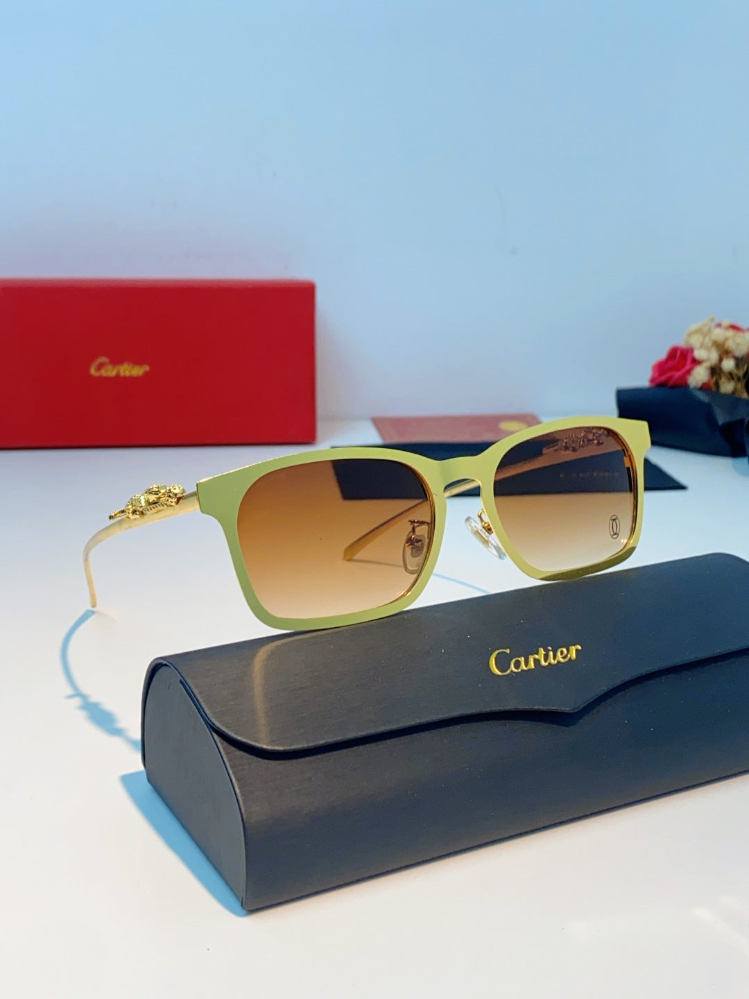Cartier Blue-Light Square Orange Lens Sunglasses for Men & Women - 493660 - detail image 11