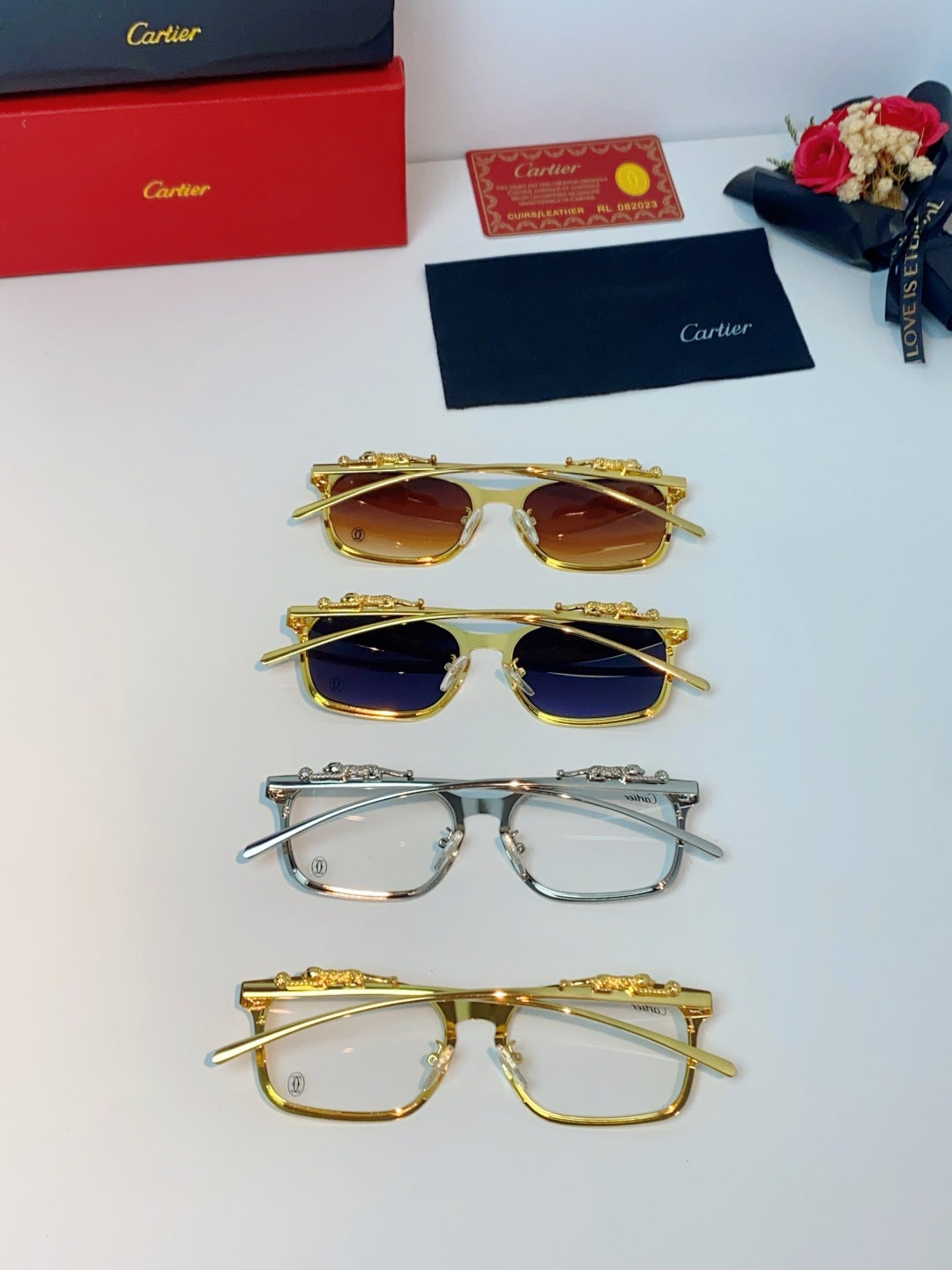 Cartier Blue-Light Square Silver Lens Sunglasses for Men & Women - detail image 12