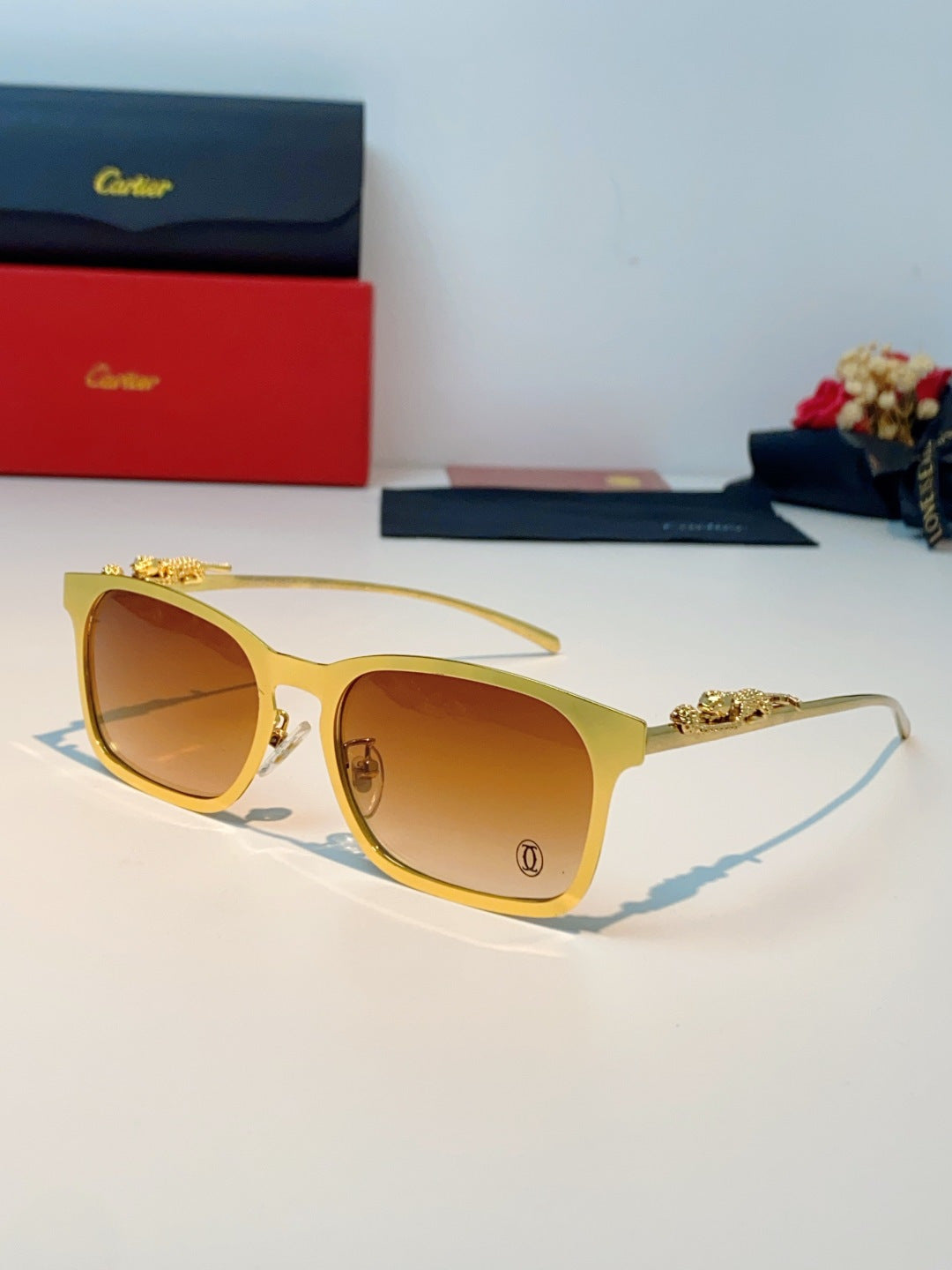 Cartier Blue-Light Square Orange Lens Sunglasses for Men & Women - 493660