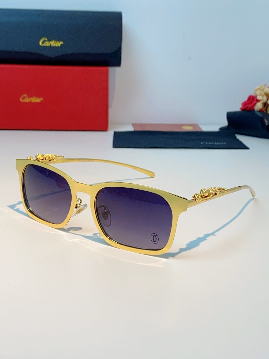 Cartier Blue-Light Square Brown Lens Sunglasses for Men & Women