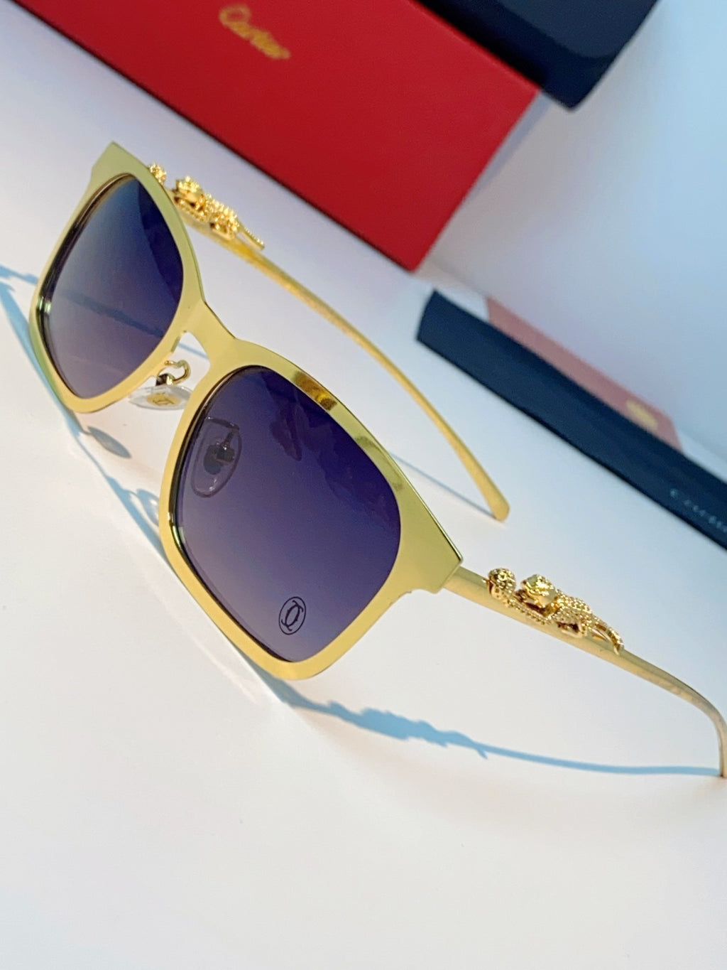 Cartier Blue-Light Square Brown Lens Sunglasses for Men & Women - detail image 7
