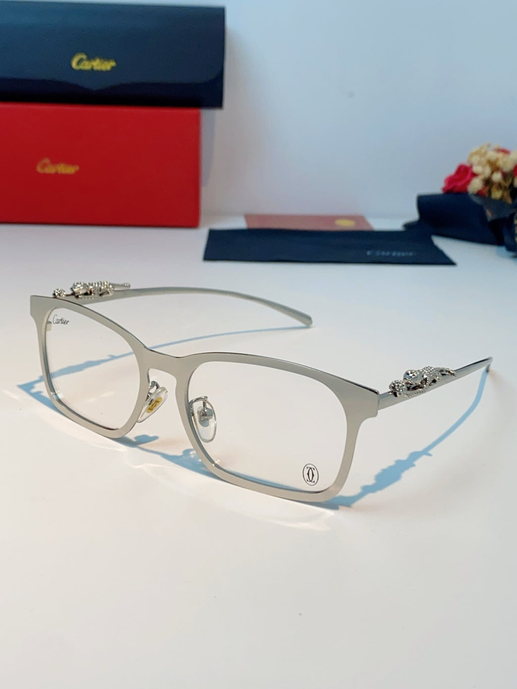 Cartier Blue-Light Square Silver Lens Sunglasses for Men & Women
