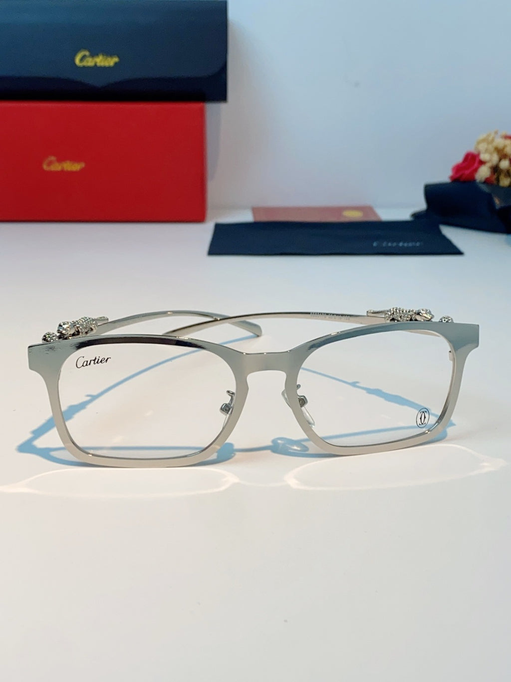 Cartier Blue-Light Square Silver Lens Sunglasses for Men & Women - detail image 2