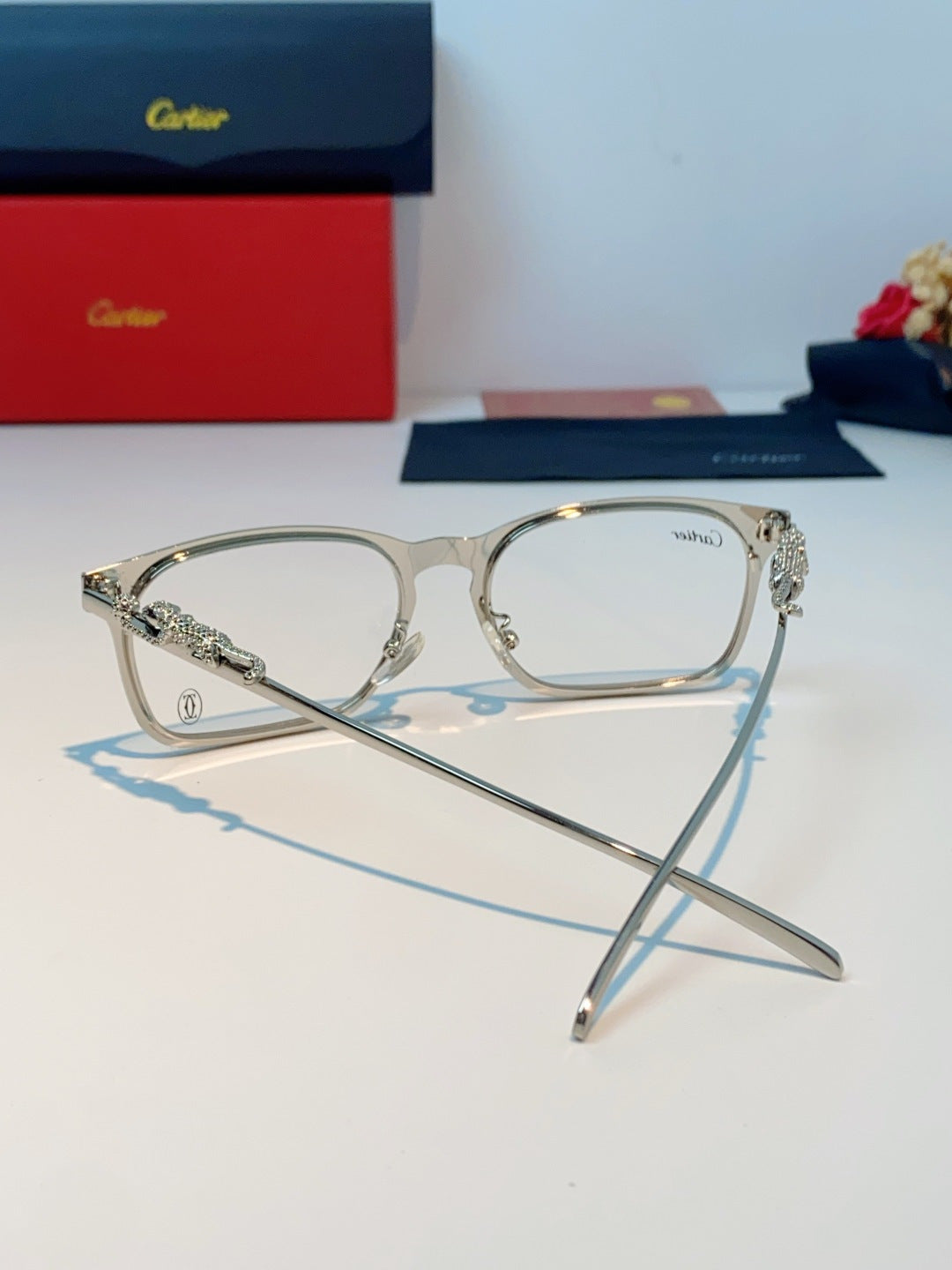 Cartier Blue-Light Square Silver Lens Sunglasses for Men & Women - detail image 3