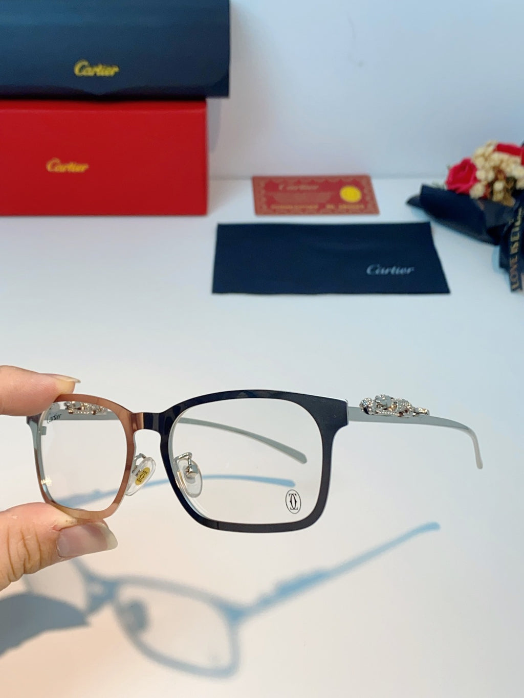 Cartier Blue-Light Square Silver Lens Sunglasses for Men & Women - detail image 6