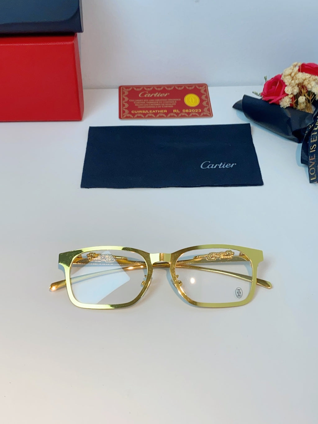 Cartier Blue-Light Square Orange Lens Sunglasses for Men & Women - detail image 10