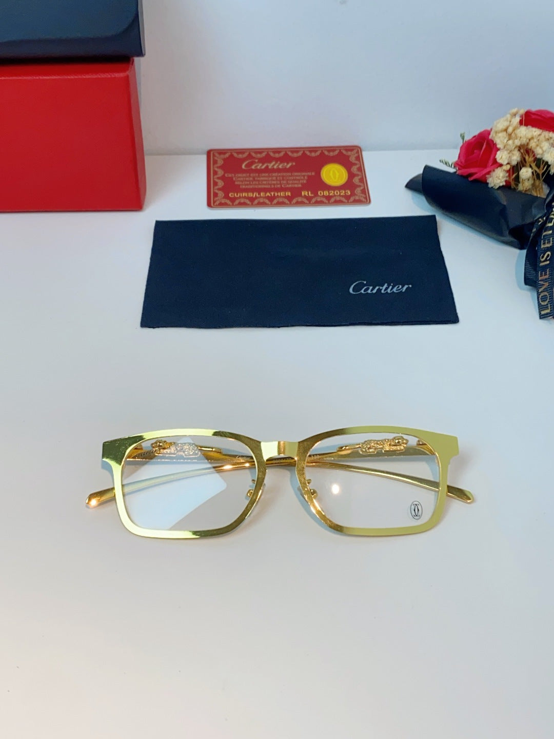 Cartier Blue-Light Square Orange Lens Sunglasses for Men & Women - detail image 10