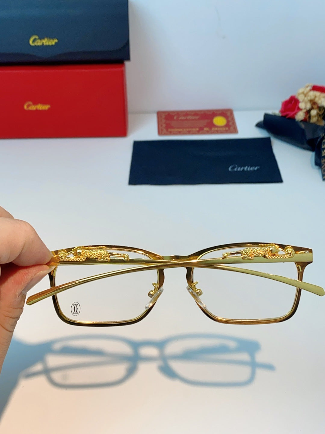 Cartier Blue-Light Square Orange Lens Sunglasses for Men & Women - detail image 5