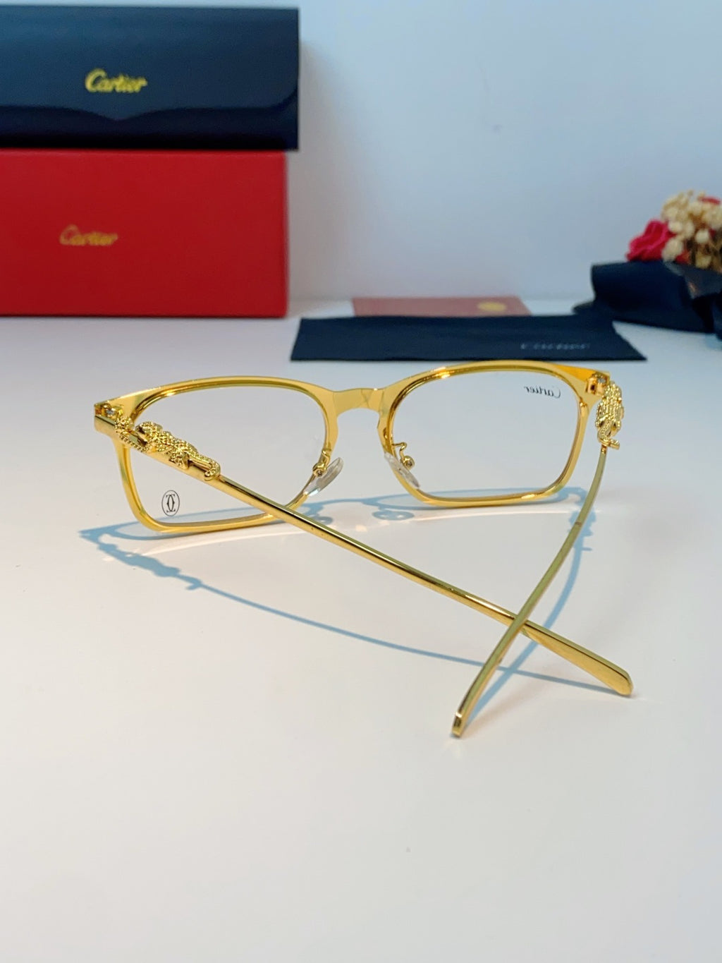 Cartier Blue-Light Square Orange Lens Sunglasses for Men & Women - detail image 3