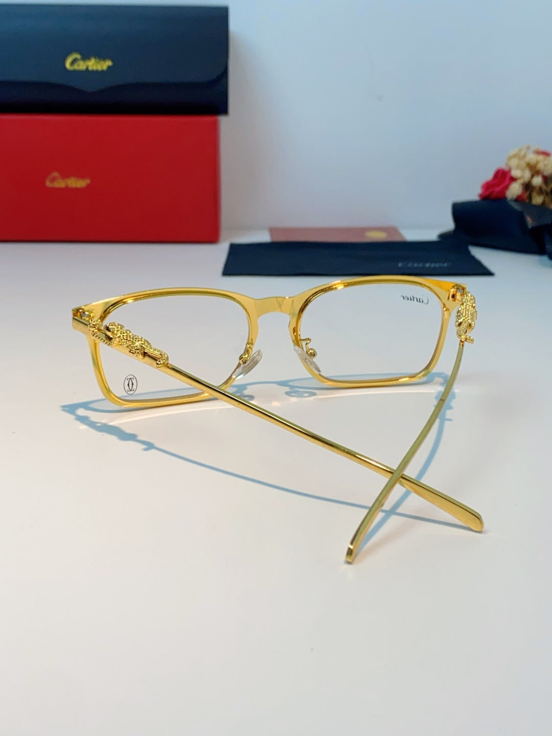 Cartier Blue-Light Square Orange Lens Sunglasses for Men & Women - detail image 3