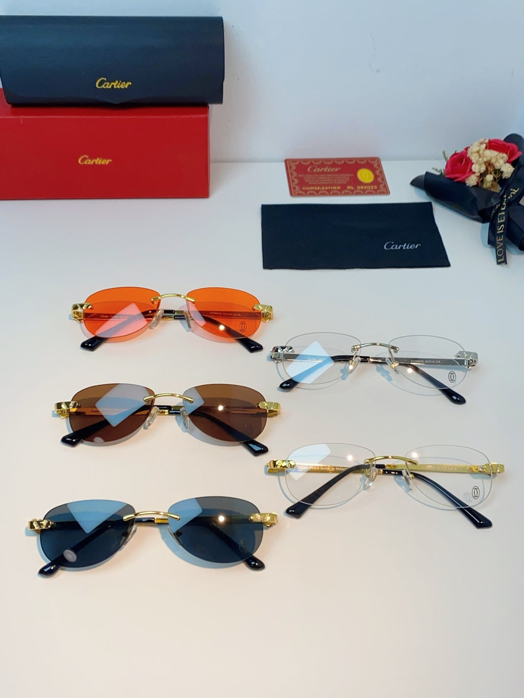 Cartier Lightweight Rimless Black Lens Sunglasses for Men & Women - detail image 12