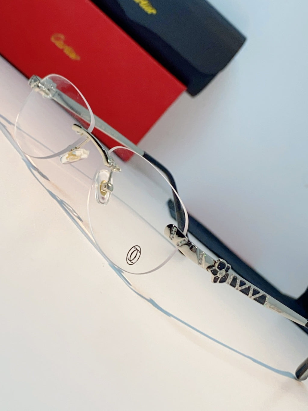 Cartier Lightweight Rimless Silver Lens Sunglasses for Men & Women - detail image 7