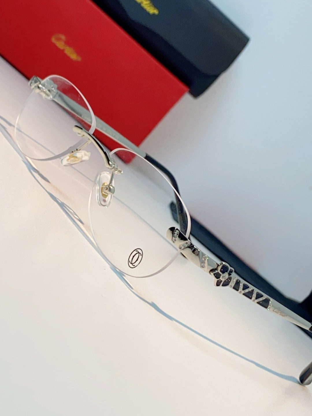 Cartier Lightweight Rimless Silver Lens Sunglasses for Men & Women - detail image 7
