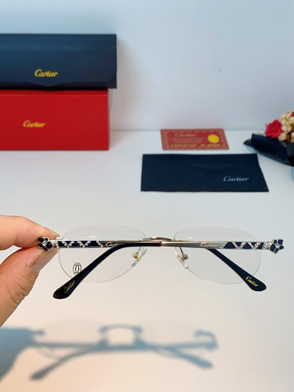 Cartier Lightweight Rimless Silver Lens Sunglasses for Men & Women - detail image 5