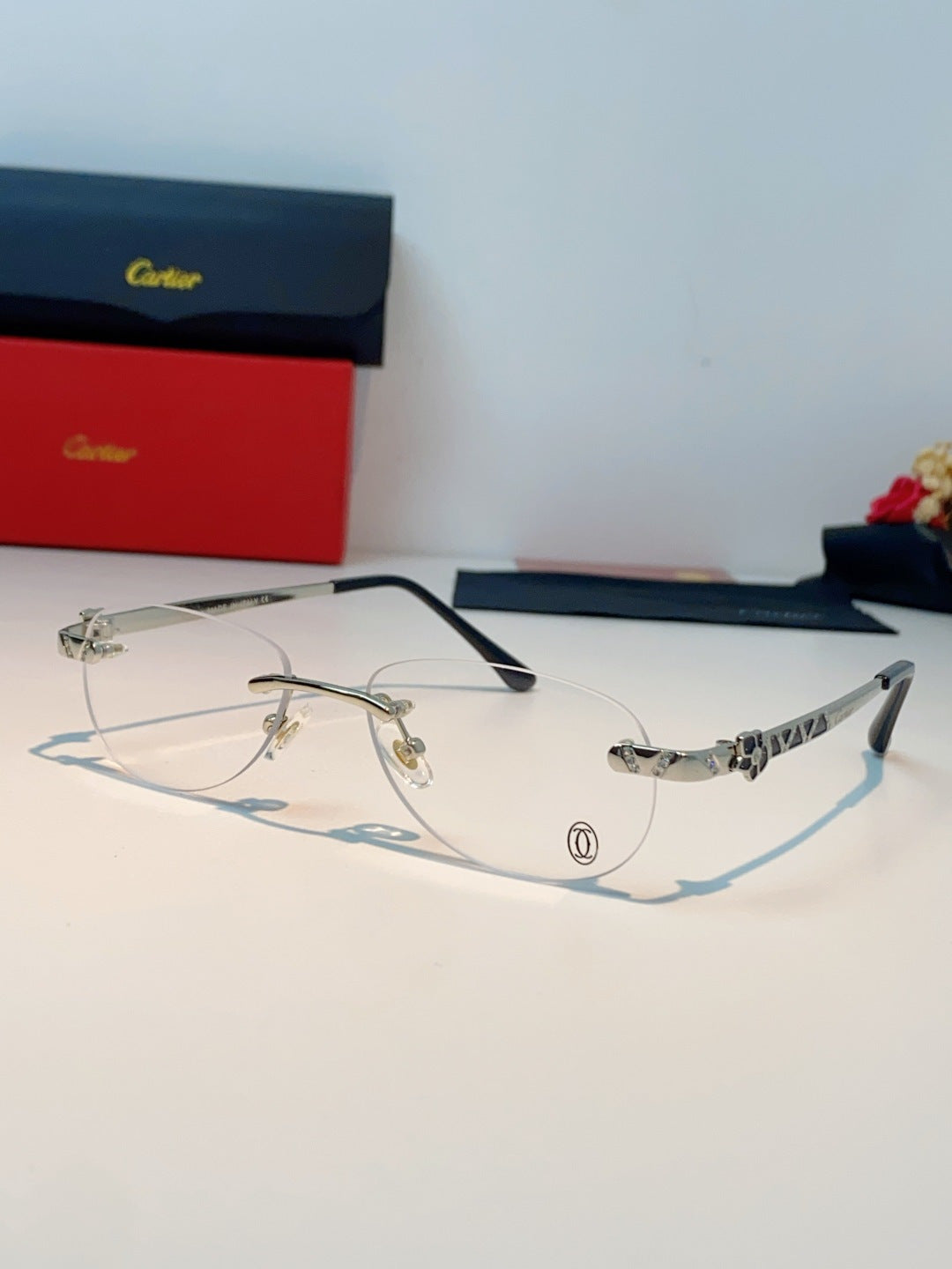 Cartier Lightweight Rimless Silver Lens Sunglasses for Men & Women