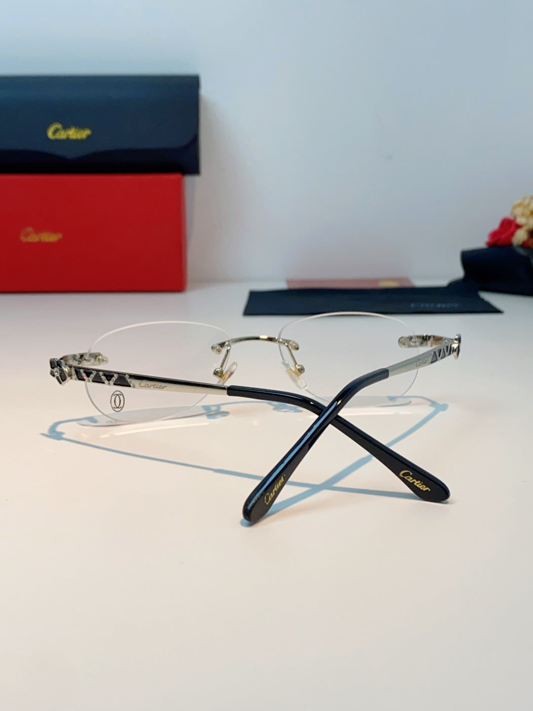 Cartier Lightweight Rimless Silver Lens Sunglasses for Men & Women - detail image 3