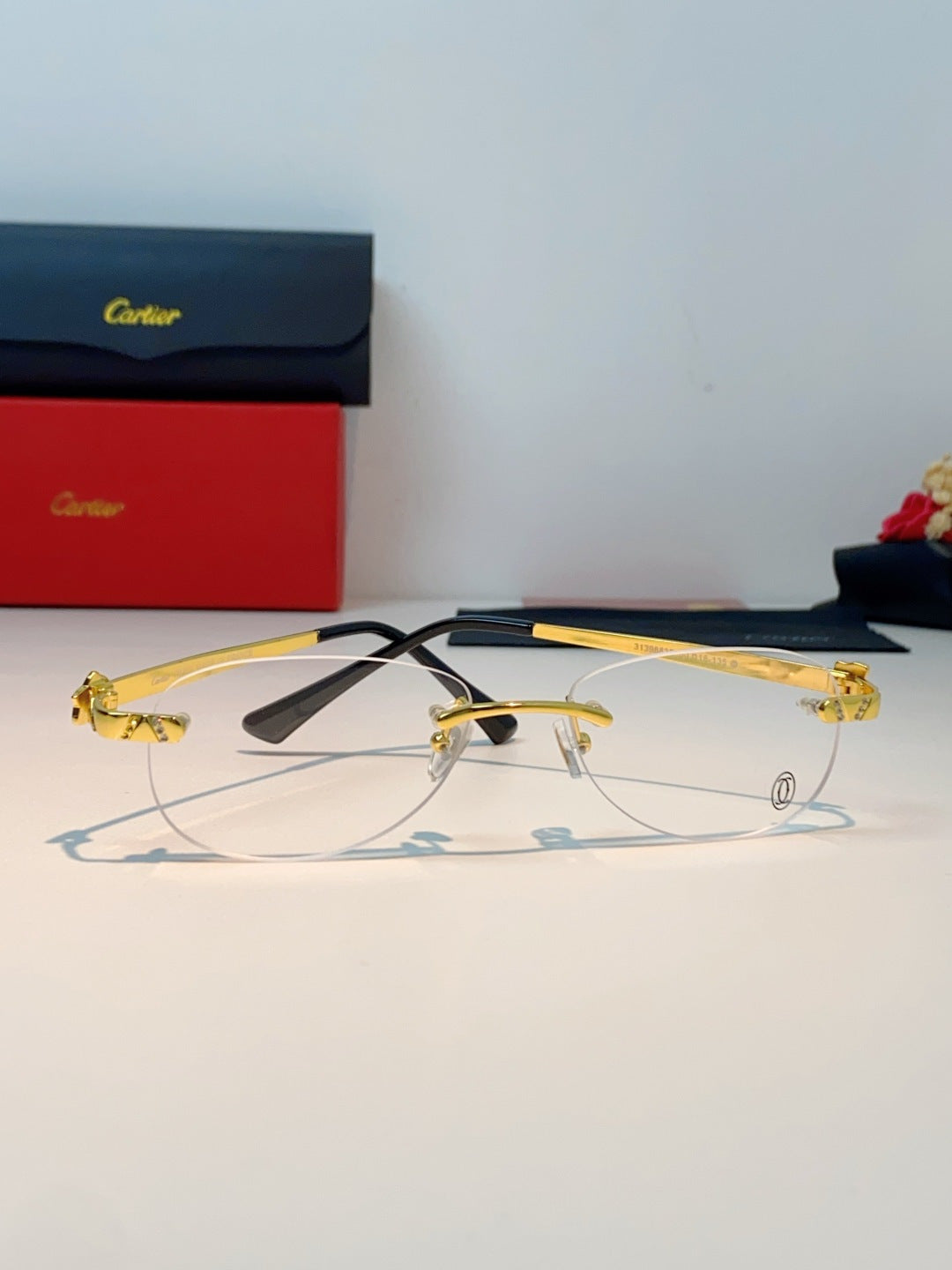 Cartier Lightweight Rimless Brown Lens Sunglasses for Men & Women - 487303 - detail image 2