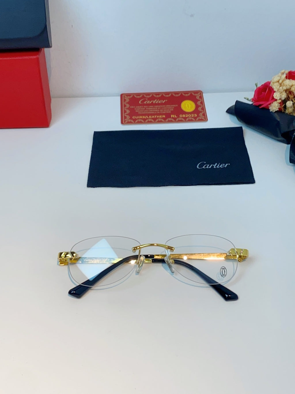 Cartier Lightweight Rimless Brown Lens Sunglasses for Men & Women - 487303 - detail image 9