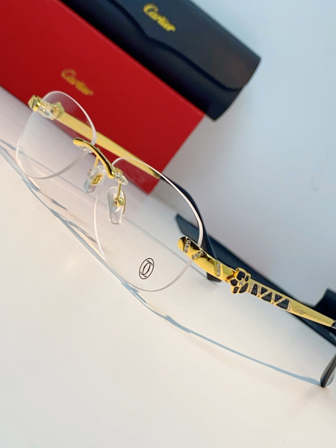 Cartier Lightweight Rimless Brown Lens Sunglasses for Men & Women - 487303 - detail image 7