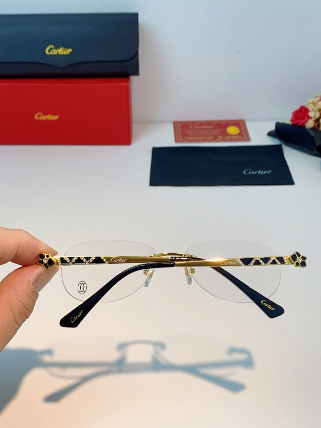 Cartier Lightweight Rimless Brown Lens Sunglasses for Men & Women - 487303 - detail image 5