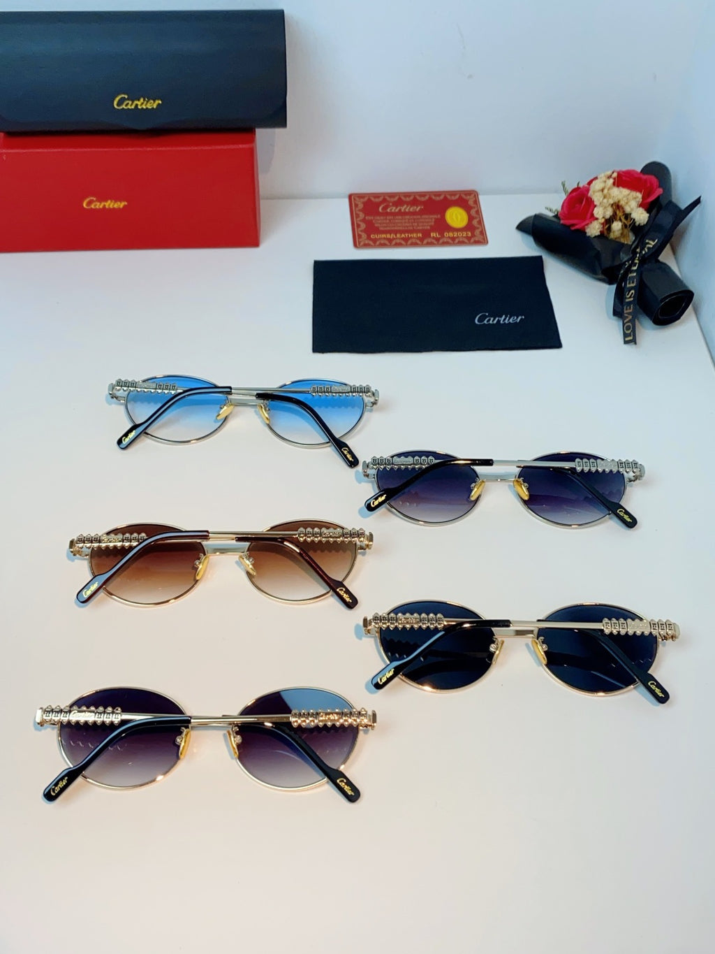 Cartier Metal Oval Orange Lens Sunglasses for Men & Women - detail image 11