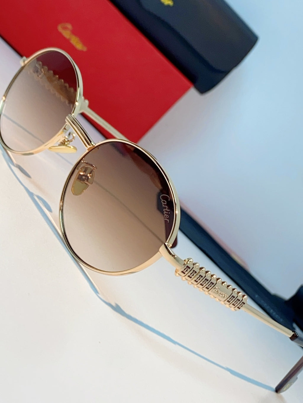 Cartier Metal Oval Orange Lens Sunglasses for Men & Women - detail image 7